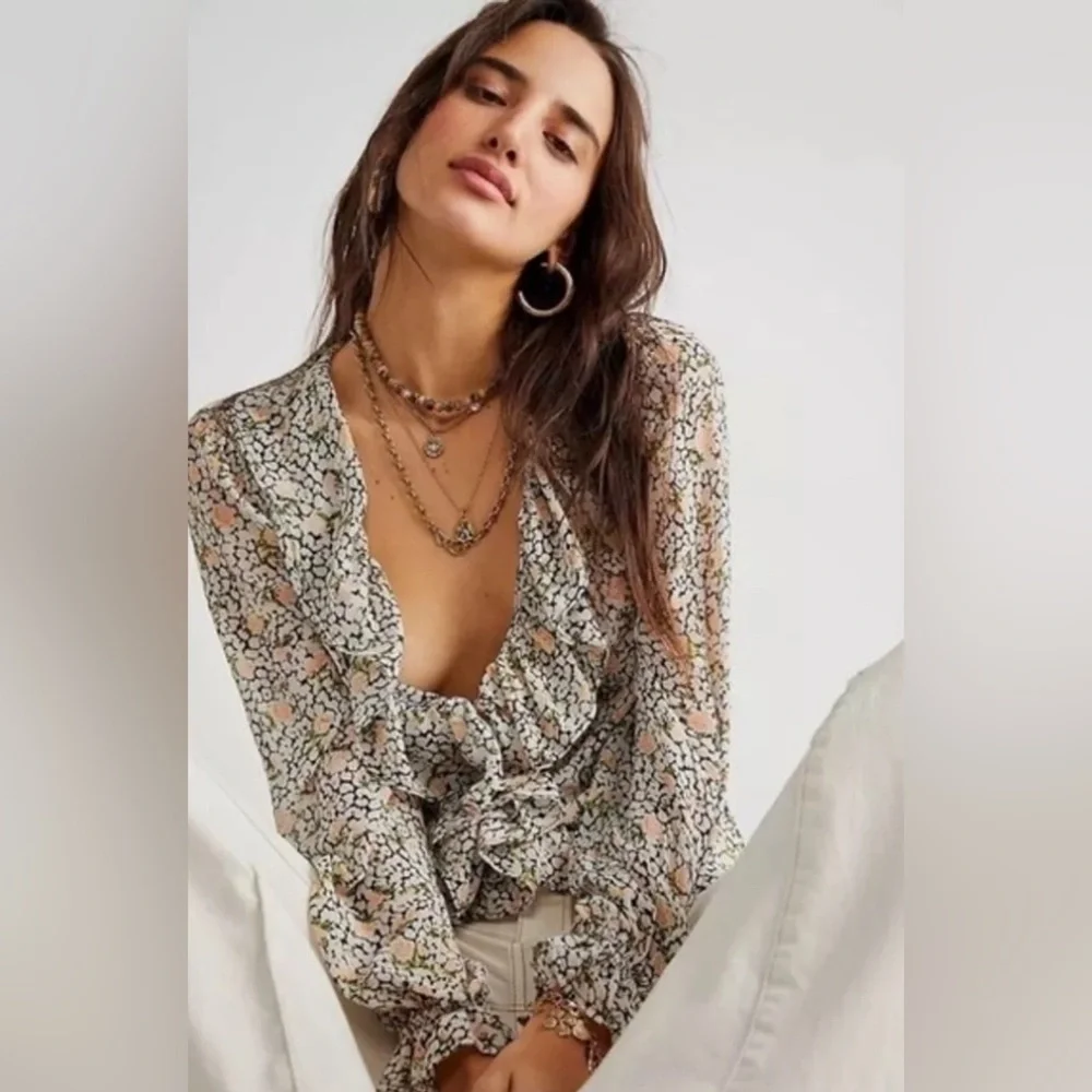 Free People Gigi Floral Maxi Tunic Top - Picture 6 of 15